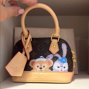 NWOT Black and Tan Mini Bag with Bear and Bunny